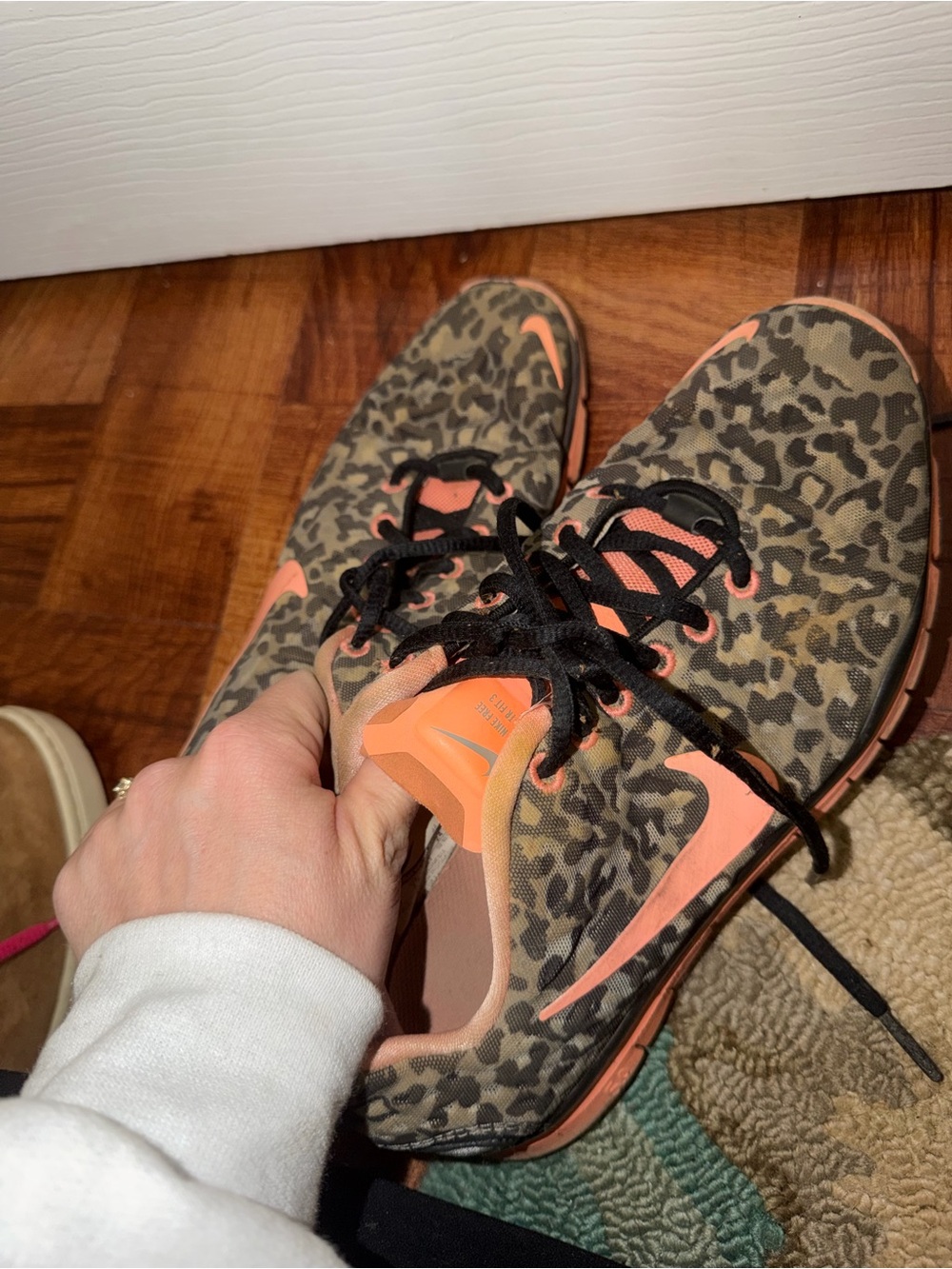 Nike Cheetah Print Running Shoes with Coral Accents